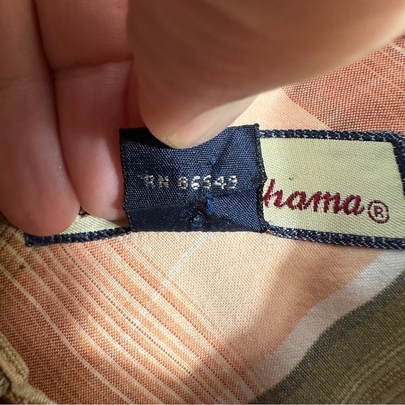 Tommy Bahama XXL Plaid Short Sleeve Shirt - Peach and Green, Tencel - Picture 4 of 11